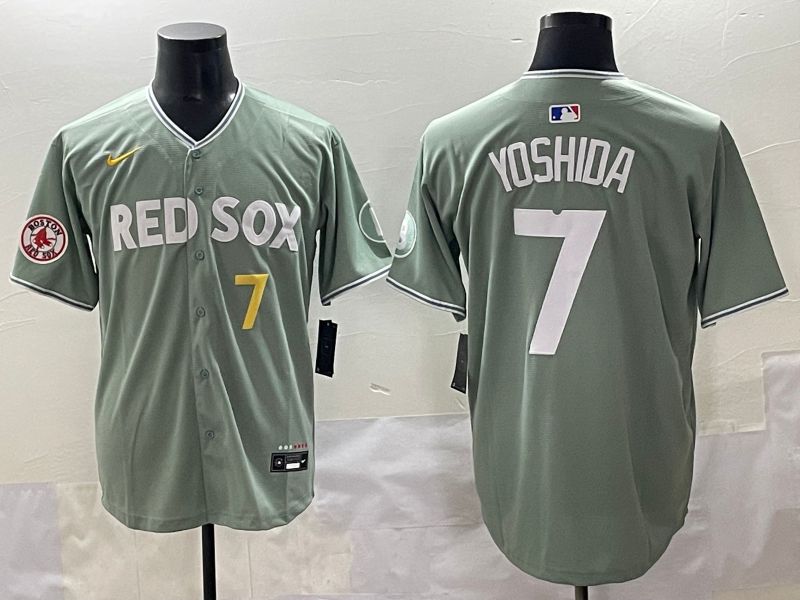 Men 2025 Boston Red Sox #7 Yoshida Light Green Joint Name Nike MLB Jersey style 7